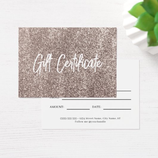 Roos Gold Glitter Modern Voucher Cadeaubon Visitekaartje (Bureau)