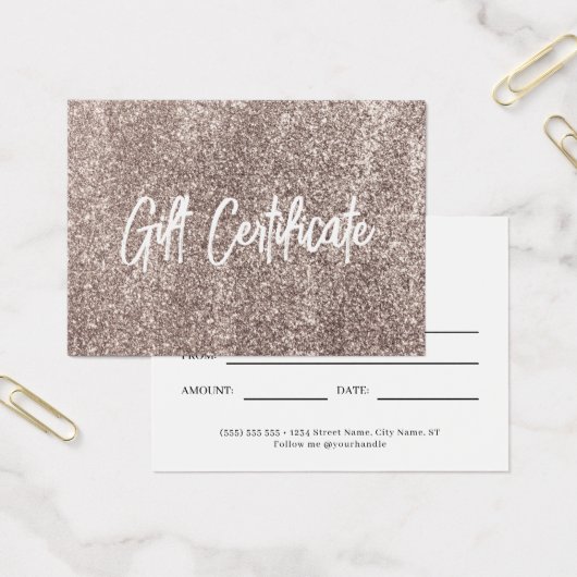 Roos Gold Glitter Modern Voucher Cadeaubon Visitekaartje (Kantoor)