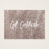 Roos Gold Glitter Modern Voucher Cadeaubon Visitekaartje (Voorkant)