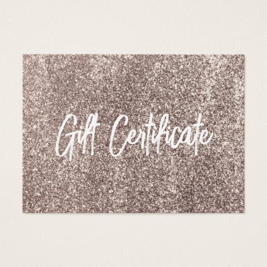 Roos Gold Glitter Modern Voucher Cadeaubon Visitekaartje (Voorkant)
