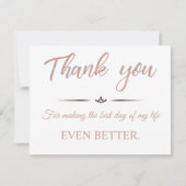 Roos Gold Glitter Moderne bruiloft Hartelijk dank Bedankkaart (Voorkant)