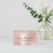 Roos Gold Glitter Moderne Elegant Visitekaartje (Staand voorkant)