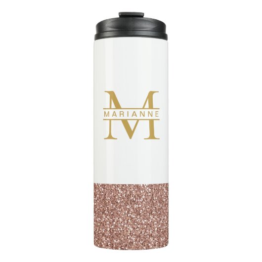 Roos Gold Glitter Moderne Minimale Thermosbeker (Voorkant)