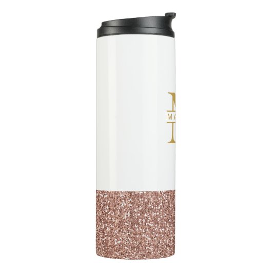 Roos Gold Glitter Moderne Minimale Thermosbeker (Gedraaid links)