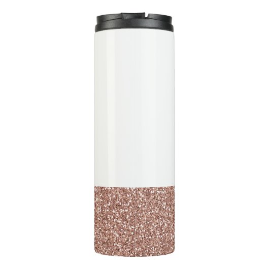 Roos Gold Glitter Moderne Minimale Thermosbeker (Achterkant)