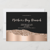 Roos Gold Glitter Moederdag Brunch Uitnodiging (Voorkant)