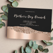 Roos Gold Glitter Moederdag Brunch Uitnodiging