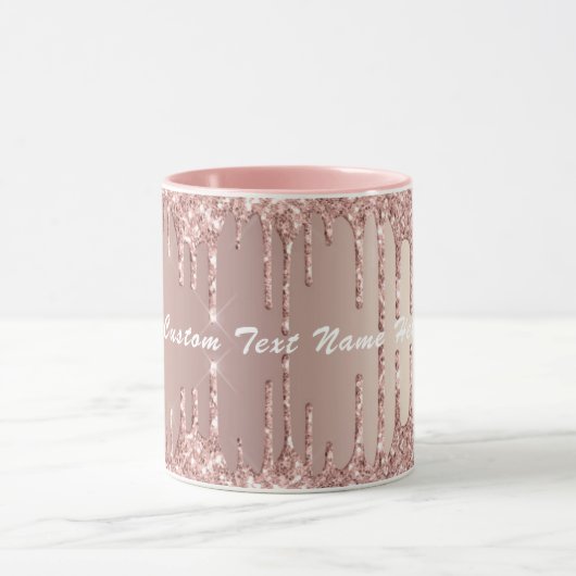 Roos Gold Glitter Mok met aangepaste tekstnaam (Midden)