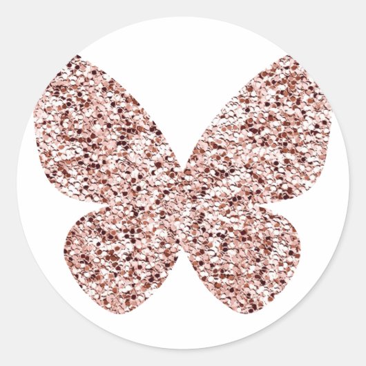 Roos Gold Glitter Monarch Clipart Cute Butterfly Ronde Sticker (Voorkant)