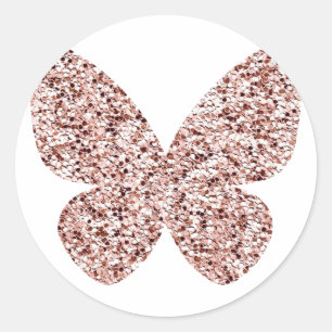 Roos Gold Glitter Monarch Clipart Cute Butterfly Ronde Sticker