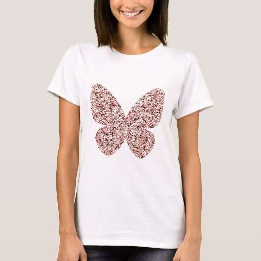 Roos Gold Glitter Monarch Clipart Cute Butterfly T-shirt (Voorkant)