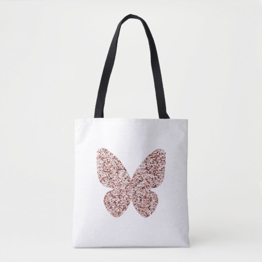 Roos Gold Glitter Monarch Clipart Cute Butterfly Tote Bag (Voorkant)