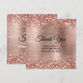 Roos Gold Glitter Monogram 90e verjaardag Bedankkaart (Voorkant / Achterkant)