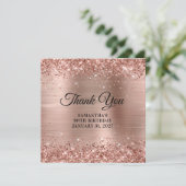 Roos Gold Glitter Monogram 90e verjaardag Bedankkaart (Staand voorkant)