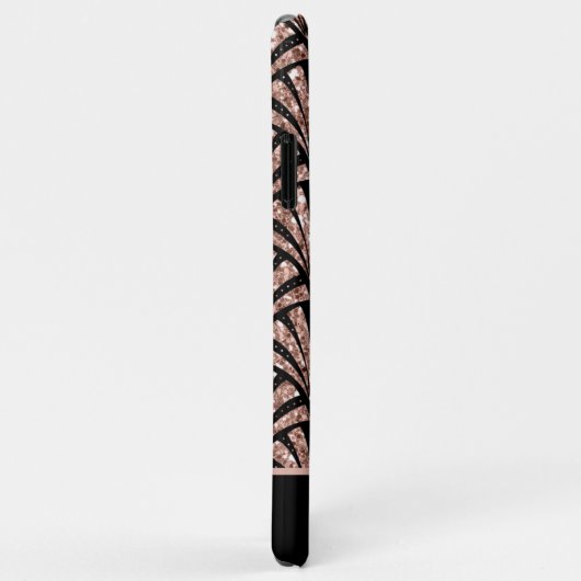 Roos Gold Glitter Monogram Art Deco Patroon Case-Mate iPhone Case (Achterkant/rechts)