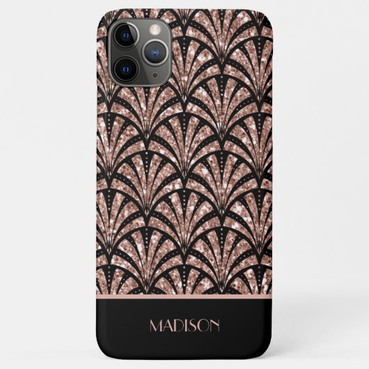 Roos Gold Glitter Monogram Art Deco Patroon Case-Mate iPhone Case (Achterkant)