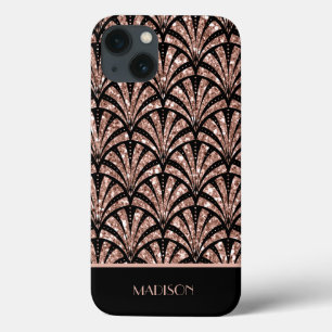Roos Gold Glitter Monogram Art Deco Pattern Hoesje