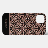 Roos Gold Glitter Monogram Art Deco Pattern Hoesje (Achterkant (horizontaal))