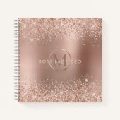 Roos Gold Glitter Monogram Boss Lady Notitieboek (Voorkant)