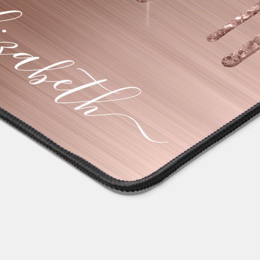 Roos Gold Glitter Monogram Bureaumat (Hoek)