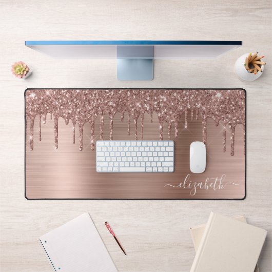 Roos Gold Glitter Monogram Bureaumat (Kantoor 1)