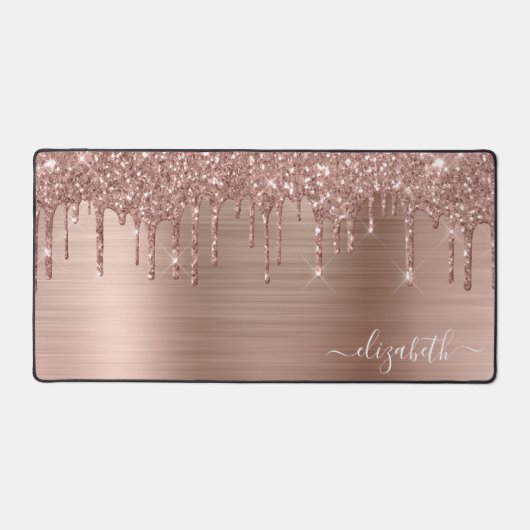 Roos Gold Glitter Monogram Bureaumat (Voorkant)