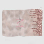 Roos Gold Glitter Monogram Calligrafie Script Name Golfhanddoek (Horizontaal)