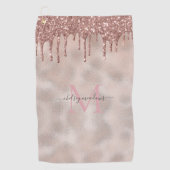 Roos Gold Glitter Monogram Calligrafie Script Name Golfhanddoek (Voorkant)