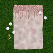 Roos Gold Glitter Monogram Calligrafie Script Name Golfhanddoek