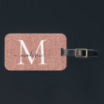 Roos Gold Glitter Monogram Girly Script Sparkle Bagagelabel<br><div class="desc">Roos Gold Glitter Sparkle Elegant Girly Script Swash Naam Monogram Tas Label</div>