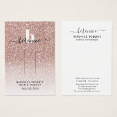 Roos Gold Glitter Monogram Hair Clip Display Visitekaartje (Voorkant /achterkant)