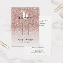 Roos Gold Glitter Monogram Hair Clip Display Visitekaartje
