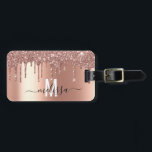 Roos Gold Glitter Monogram Handgeschreven script Bagagelabel<br><div class="desc">Dit ontwerp kan op het gebied worden gepersonaliseerd dat door de foto en/of tekst te veranderen wordt verstrekt. Of het kan worden aangepast door te klikken deze Sjabloon personaliseert en dan de klik te kiezen om verdere optie aan te passen en de kleur van de achtergrond te schrappen of te...</div>