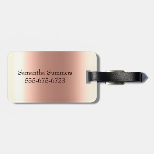 Roos Gold Glitter Monogram Handgeschreven script Bagagelabel (Achterkant horizontaal)