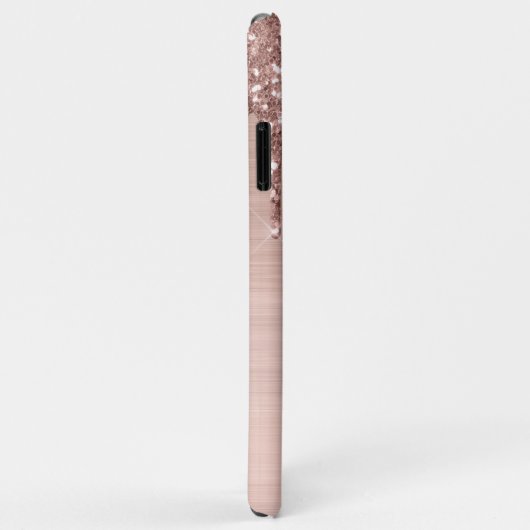 Roos Gold Glitter Monogram Hoesje-Mate iPhone Case (Achterkant/rechts)