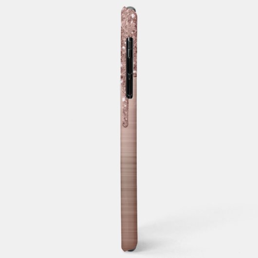 Roos Gold Glitter Monogram Hoesje-Mate iPhone Case (Achterkant/links)