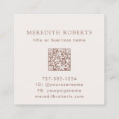 Roos Gold Glitter Monogram Logo Vierkante Visitekaartje (Achterkant)