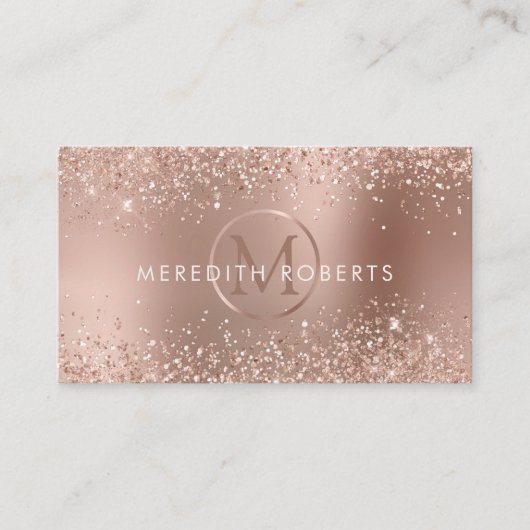 Roos Gold Glitter Monogram Logo Visitekaartje (Voorkant)