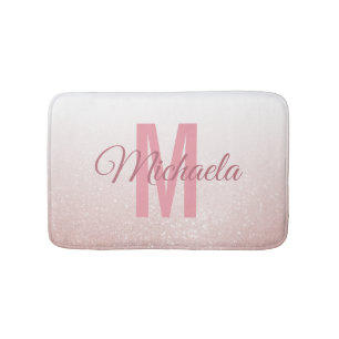 Roos Gold Glitter Monogram Modern Elegant Girly Badmat