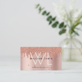 Roos Gold Glitter Monogram Modern Minimalist Visitekaartje (Staand voorkant)