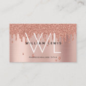 Roos Gold Glitter Monogram Modern Minimalist Visitekaartje (Voorkant)