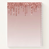 Roos Gold Glitter Monogram Modern Trendy Girly Notitieboek (Achterkant)