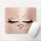 Roos Gold Glitter Monogram Naam Beauty Lashes Roze Muismat (Met muis)