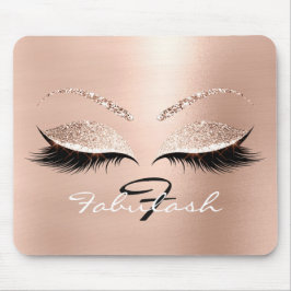 Roos Gold Glitter Monogram Naam Beauty Lashes Roze Muismat