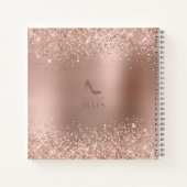 Roos Gold Glitter Monogram Naam Notitieboek (Achterkant)