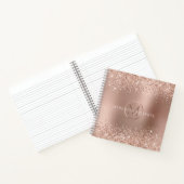 Roos Gold Glitter Monogram Naam Notitieboek (Binnen)