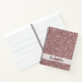 Roos Gold Glitter Monogram Naam Notitieboek (Binnen)