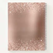 Roos Gold Glitter Monogram Naam Notitieboek (Achterkant)