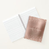 Roos Gold Glitter Monogram Naam Notitieboek (Binnen)