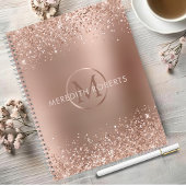 Roos Gold Glitter Monogram Naam Notitieboek